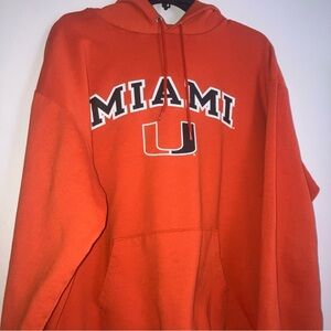 Vintage Champion Miami U University Orange Hoodie Hooded Sweatshirt Sz L